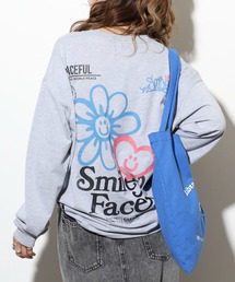SMILEY FACE オーバーサイズ プリントロングスリーブTシャツ