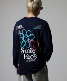 SMILEY FACE オーバーサイズ プリントロングスリーブTシャツ