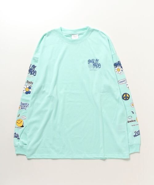 SMILEY FACE（スマイリーフェイス）の「SMILEY FACE オーバーサイズ プリントロングスリーブTシャツ（Tシャツ/カットソー・メンズ・ブラック系その他2/ブラック/ホワイト/ネイビー/ミント/ラベンダー/ライトブラック/ホワイト系その他2/B/A/C/D・LL/L/M）」の7枚目の写真