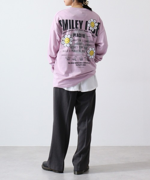 SMILEY FACE（スマイリーフェイス）の「SMILEY FACE オーバーサイズ プリントロングスリーブTシャツ（Tシャツ/カットソー・メンズ・ブラック系その他2/ブラック/ホワイト/ネイビー/ミント/ラベンダー/ライトブラック/ホワイト系その他2/B/A/C/D・LL/L/M）」の16枚目の写真