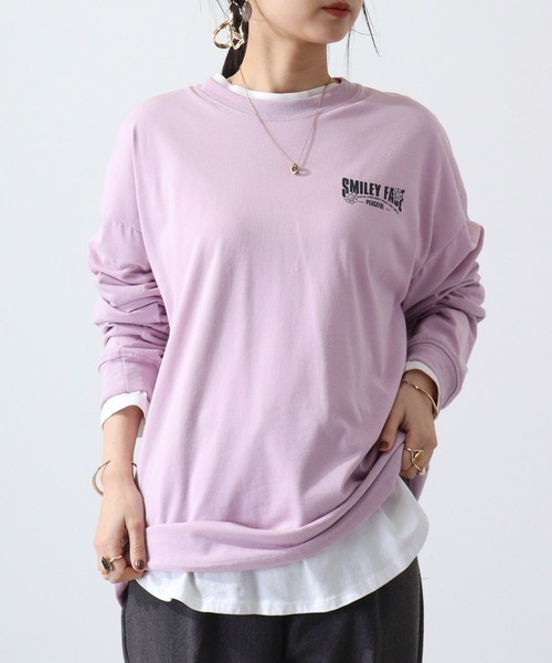 SMILEY FACE（スマイリーフェイス）の「SMILEY FACE オーバーサイズ プリントロングスリーブTシャツ（Tシャツ/カットソー・メンズ・ブラック系その他2/ブラック/ホワイト/ネイビー/ミント/ラベンダー/ライトブラック/ホワイト系その他2/B/A/C/D・LL/L/M）」の13枚目の写真