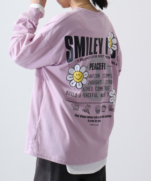 SMILEY FACE（スマイリーフェイス）の「SMILEY FACE オーバーサイズ プリントロングスリーブTシャツ（Tシャツ/カットソー・メンズ・ブラック系その他2/ブラック/ホワイト/ネイビー/ミント/ラベンダー/ライトブラック/ホワイト系その他2/B/A/C/D・LL/L/M）」の14枚目の写真