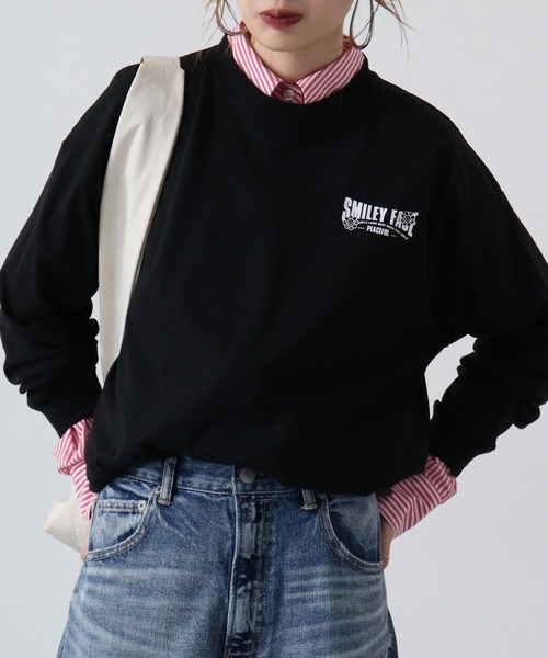 SMILEY FACE（スマイリーフェイス）の「SMILEY FACE オーバーサイズ プリントロングスリーブTシャツ（Tシャツ/カットソー・メンズ・ブラック系その他2/ブラック/ホワイト/ネイビー/ミント/ラベンダー/ライトブラック/ホワイト系その他2/B/A/C/D・LL/L/M）」の17枚目の写真