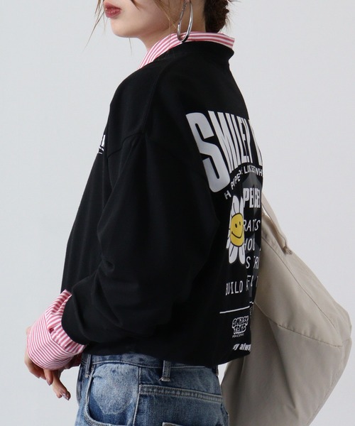 SMILEY FACE（スマイリーフェイス）の「SMILEY FACE オーバーサイズ プリントロングスリーブTシャツ（Tシャツ/カットソー・メンズ・ブラック系その他2/ブラック/ホワイト/ネイビー/ミント/ラベンダー/ライトブラック/ホワイト系その他2/B/A/C/D・LL/L/M）」の18枚目の写真