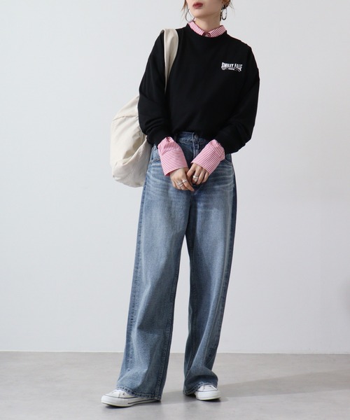 SMILEY FACE（スマイリーフェイス）の「SMILEY FACE オーバーサイズ プリントロングスリーブTシャツ（Tシャツ/カットソー・メンズ・ブラック系その他2/ブラック/ホワイト/ネイビー/ミント/ラベンダー/ライトブラック/ホワイト系その他2/B/A/C/D・LL/L/M）」の19枚目の写真