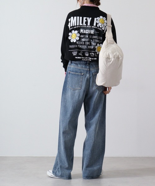 SMILEY FACE（スマイリーフェイス）の「SMILEY FACE オーバーサイズ プリントロングスリーブTシャツ（Tシャツ/カットソー・メンズ・ブラック系その他2/ブラック/ホワイト/ネイビー/ミント/ラベンダー/ライトブラック/ホワイト系その他2/B/A/C/D・LL/L/M）」の20枚目の写真