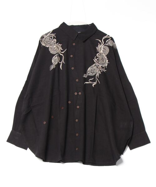 チャイハネ（チャイハネ）の「【チャイハネ】ピンディMEN'S変形シャツ（シャツ/ブラウス・メンズ・ブラック/ベージュ/ターコイズブルー/ネイビー/オフホワイト/ブラック系その他・FREE）」の4枚目の写真