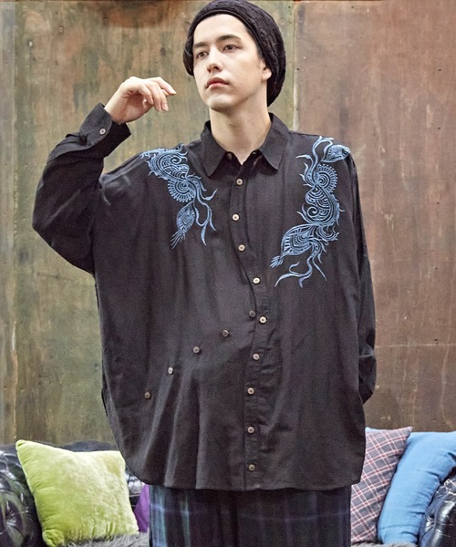 チャイハネ（チャイハネ）の「【チャイハネ】ピンディMEN'S変形シャツ（シャツ/ブラウス・メンズ・ブラック/ベージュ/ターコイズブルー/ネイビー/オフホワイト/ブラック系その他・FREE）」の3枚目の写真