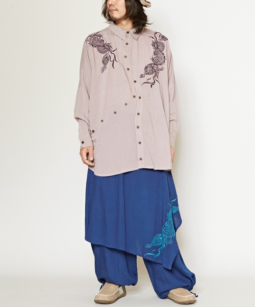 チャイハネ（チャイハネ）の「【チャイハネ】ピンディMEN'S変形シャツ（シャツ/ブラウス・メンズ・ブラック/ベージュ/ターコイズブルー/ネイビー/オフホワイト/ブラック系その他・FREE）」の8枚目の写真