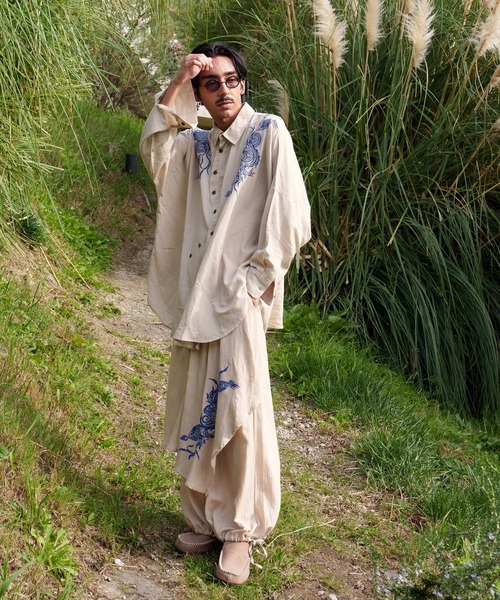 チャイハネ（チャイハネ）の「【チャイハネ】ピンディMEN'S変形シャツ（シャツ/ブラウス・メンズ・ブラック/ベージュ/ターコイズブルー/ネイビー/オフホワイト/ブラック系その他・FREE）」の10枚目の写真