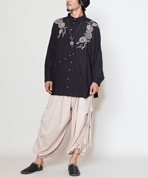 チャイハネ（チャイハネ）の「【チャイハネ】ピンディMEN'S変形シャツ（シャツ/ブラウス・メンズ・ブラック/ベージュ/ターコイズブルー/ネイビー/オフホワイト/ブラック系その他・FREE）」の13枚目の写真