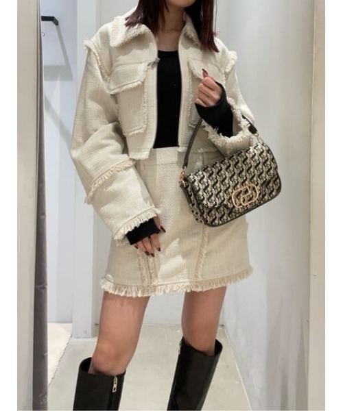 2025-25 秋冬新作  ハイブランドの セール】SPRING TWEED CROP JK スプリング ツイード クロップ ジャケット・アウター