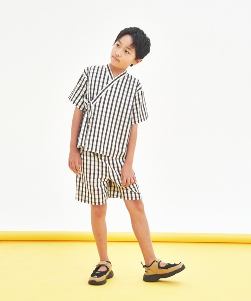 サッカーギンガム甚平(浴衣)|maarook(マルーク) サッカーギンガム甚平(浴衣)|maarook(マルーク)