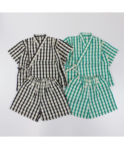 サッカーギンガム甚平(浴衣)|maarook(マルーク) サッカーギンガム甚平(浴衣)|maarook(マルーク)