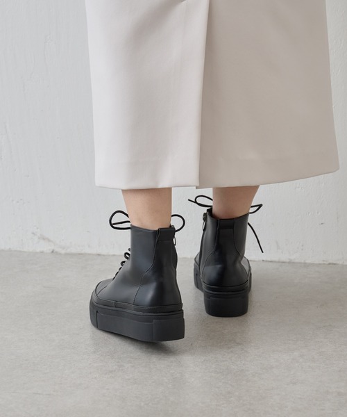 【美品】ビアズリー レースアップライトシューズ 25cm サイドジップ BEARDSLEY（ビアズリー）の「レースアップライトシューズ