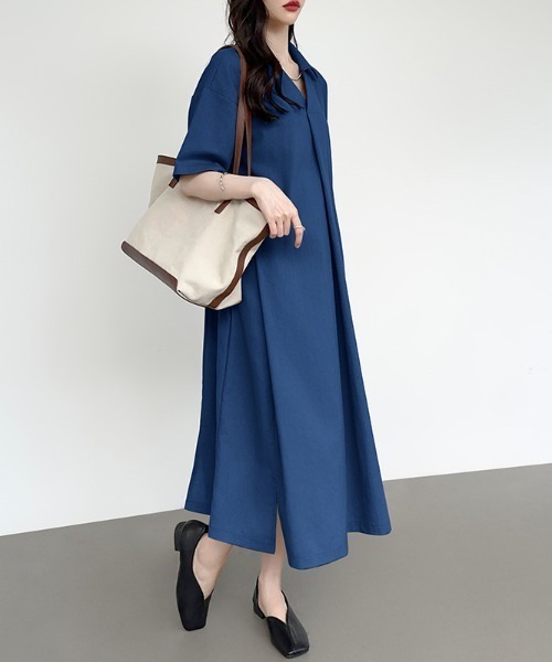 M&KYOKO ドッキングワンピース シャツワンピース シルク混