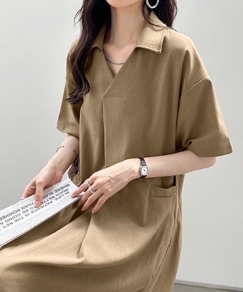 COCOMOMO(ココモモ)の「リネン混ロングワンピース(シャツワンピース・レディース・ブラウン/アイボリー/ブラック/ブルー・FREE)」の22枚目の写真