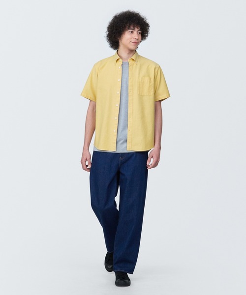 無印良品(ムジルシリョウヒン)の「紳士 洗いざらしオックスボタンダウン半袖シャツ(シャツ/ブラウス・メンズ・イエロー系その他/ブルー/イエロー/ブラウン系その他6/ブルー系5/サックスブルー系/ネイビー系4/ネイビー/ホワイト・M/S/XS/XL/L)」の19枚目の写真