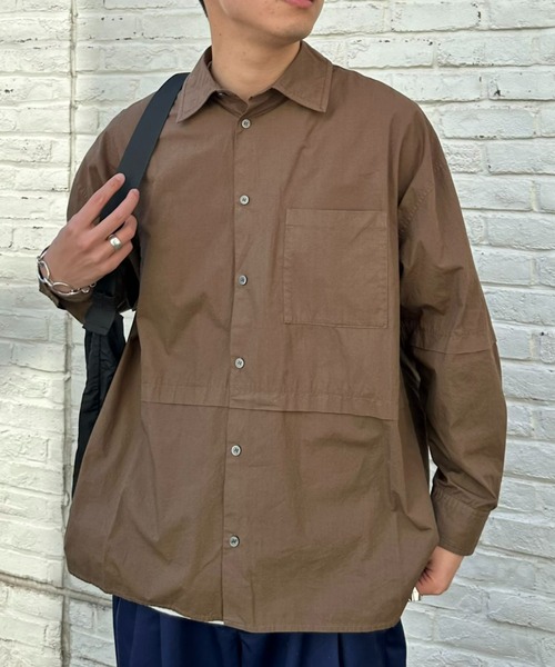 SOUNDSGOOOOD（サウンズグッド）の「【SOUNDS GOOOOD / サウンズグッド】切替レギュラーカラーオーバーシャツ（シャツ/ブラウス・メンズ・ブラック/ブラウン/サックスブルー/ブルー・ONE SIZE）」の2枚目の写真