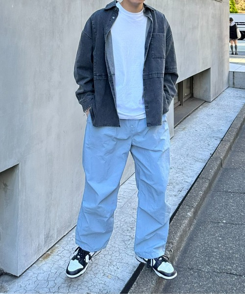 SOUNDSGOOOOD（サウンズグッド）の「【SOUNDS GOOOOD / サウンズグッド】切替レギュラーカラーオーバーシャツ（シャツ/ブラウス・メンズ・ブラック/ブラウン/サックスブルー/ブルー・ONE SIZE）」の8枚目の写真