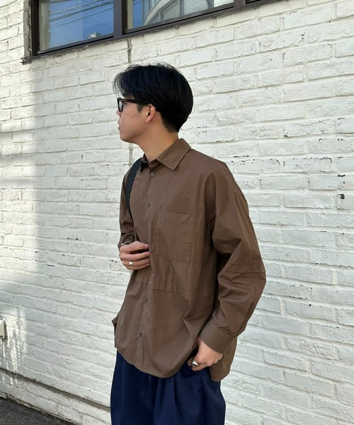 SOUNDSGOOOOD（サウンズグッド）の「【SOUNDS GOOOOD / サウンズグッド】切替レギュラーカラーオーバーシャツ（シャツ/ブラウス・メンズ・ブラック/ブラウン/サックスブルー/ブルー・ONE SIZE）」の13枚目の写真