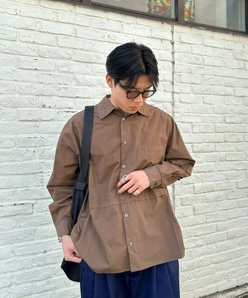 SOUNDSGOOOOD（サウンズグッド）の「【SOUNDS GOOOOD / サウンズグッド】切替レギュラーカラーオーバーシャツ（シャツ/ブラウス・メンズ・ブラック/ブラウン/サックスブルー/ブルー・ONE SIZE）」の12枚目の写真