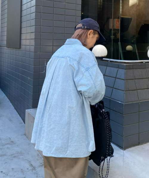 SOUNDSGOOOOD（サウンズグッド）の「【SOUNDS GOOOOD / サウンズグッド】切替レギュラーカラーオーバーシャツ（シャツ/ブラウス・メンズ・ブラック/ブラウン/サックスブルー/ブルー・ONE SIZE）」の19枚目の写真