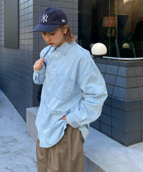 SOUNDSGOOOOD（サウンズグッド）の「【SOUNDS GOOOOD / サウンズグッド】切替レギュラーカラーオーバーシャツ（シャツ/ブラウス・メンズ・ブラック/ブラウン/サックスブルー/ブルー・ONE SIZE）」の18枚目の写真