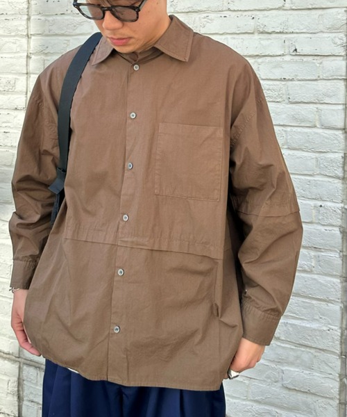 SOUNDSGOOOOD（サウンズグッド）の「【SOUNDS GOOOOD / サウンズグッド】切替レギュラーカラーオーバーシャツ（シャツ/ブラウス・メンズ・ブラック/ブラウン/サックスブルー/ブルー・ONE SIZE）」の11枚目の写真