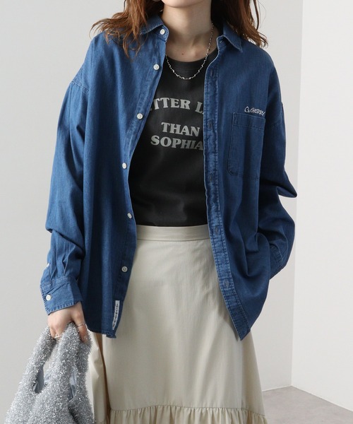 GERRY(ジェリー)の「GERRY ライトオンスデニム ワンポイント 刺繍 シャツ(シャツ/ブラウス・メンズ・ブルー/ネイビー・M/LL/L)」の7枚目の写真
