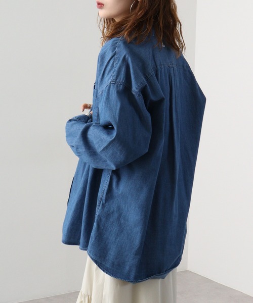GERRY(ジェリー)の「GERRY ライトオンスデニム ワンポイント 刺繍 シャツ(シャツ/ブラウス・メンズ・ブルー/ネイビー・M/LL/L)」の8枚目の写真
