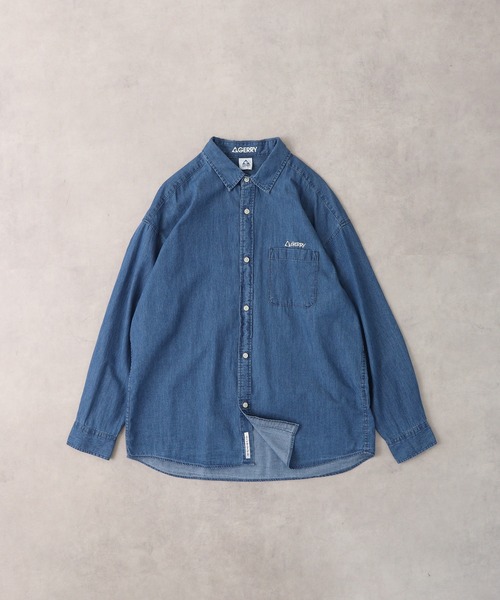 GERRY(ジェリー)の「GERRY ライトオンスデニム ワンポイント 刺繍 シャツ(シャツ/ブラウス・メンズ・ブルー/ネイビー・M/LL/L)」の15枚目の写真