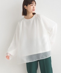 OMNES | オーガンジーレイヤードダンボールニットラグランプルオーバー長袖(Tシャツ/カットソー)