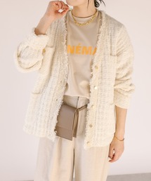 オケージョン対応/スプリングツイードカーディガン