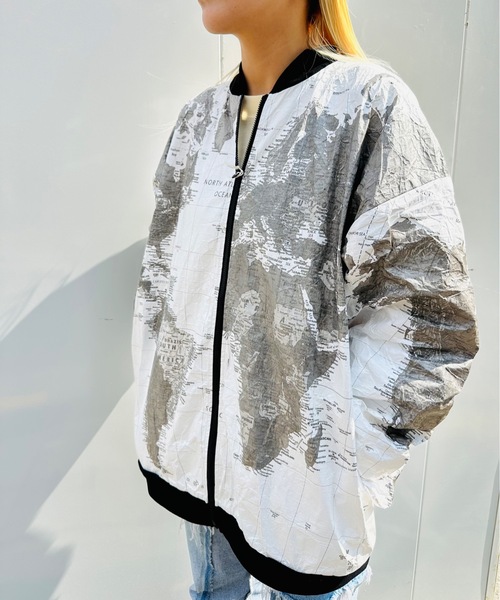HOUSTON（ヒューストン）の「HOUSTON / TYVEK PAPER JACKET / HS51337（MA-1・レディース・ブラック/ホワイト・X-LARGE/LARGE）」の2枚目の写真