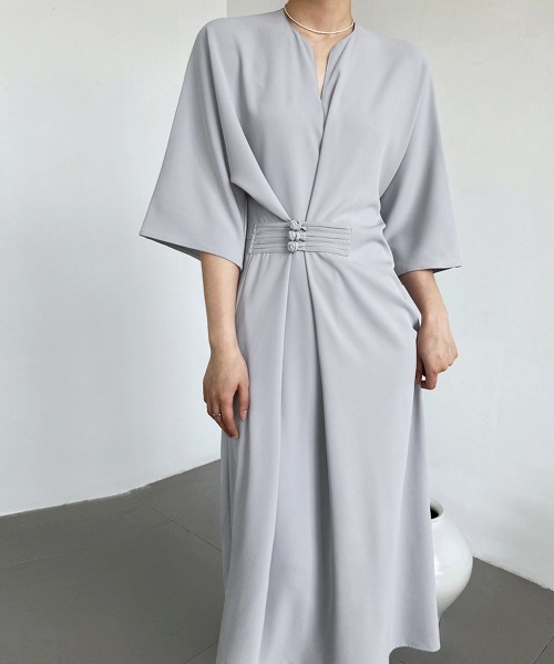 Miniministore（ミニミニストア）の「ロングワンピース 夏 レディース 5分袖（ワンピース・レディース・ブルーグレー/アイボリー/ブラック・FREE）」の2枚目の写真