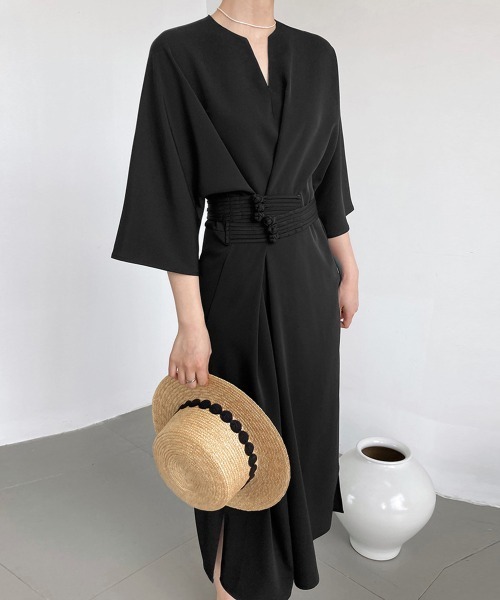 Miniministore（ミニミニストア）の「ロングワンピース 夏 レディース 5分袖（ワンピース・レディース・ブルーグレー/アイボリー/ブラック・FREE）」の3枚目の写真