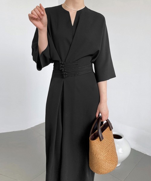 Miniministore（ミニミニストア）の「ロングワンピース 夏 レディース 5分袖（ワンピース・レディース・ブルーグレー/アイボリー/ブラック・FREE）」の11枚目の写真