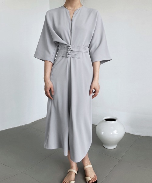 Miniministore（ミニミニストア）の「ロングワンピース 夏 レディース 5分袖（ワンピース・レディース・ブルーグレー/アイボリー/ブラック・FREE）」の13枚目の写真