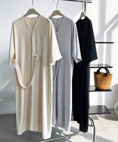 Miniministore（ミニミニストア）の「ロングワンピース 夏 レディース 5分袖（ワンピース・レディース・ブルーグレー/アイボリー/ブラック・FREE）」の17枚目の写真