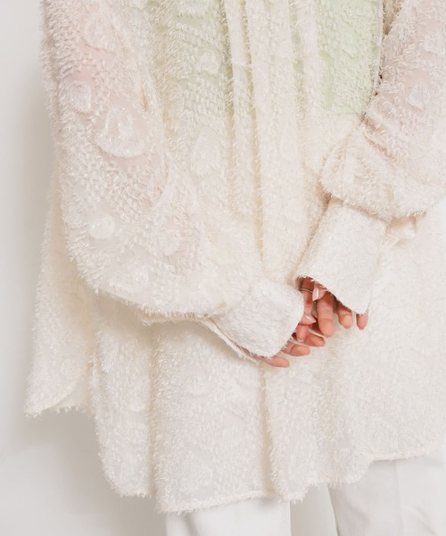 SENSE OF PLACE by URBAN RESEARCH（センスオブプレイスバイアーバンリサーチ）の「フリンジジャガードルーズシャツ（シャツ/ブラウス・レディース・ピンク/アイボリー/ブラック・ONE）」の5枚目の写真