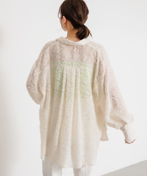 SENSE OF PLACE by URBAN RESEARCH（センスオブプレイスバイアーバンリサーチ）の「フリンジジャガードルーズシャツ（シャツ/ブラウス・レディース・ピンク/アイボリー/ブラック・ONE）」の8枚目の写真