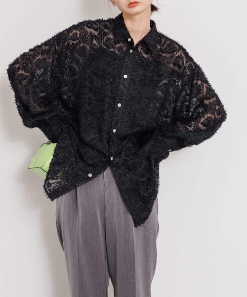 SENSE OF PLACE by URBAN RESEARCH（センスオブプレイスバイアーバンリサーチ）の「フリンジジャガードルーズシャツ（シャツ/ブラウス・レディース・ピンク/アイボリー/ブラック・ONE）」の17枚目の写真