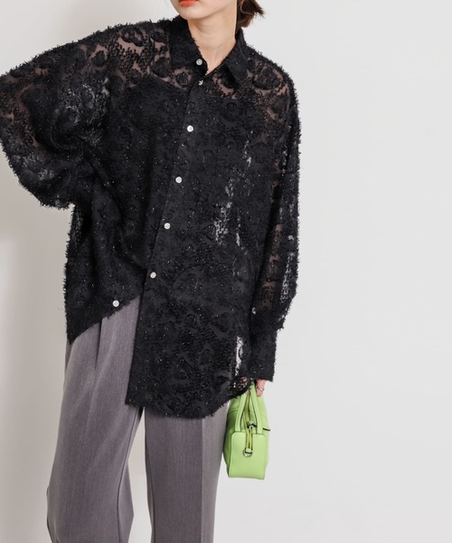 SENSE OF PLACE by URBAN RESEARCH（センスオブプレイスバイアーバンリサーチ）の「フリンジジャガードルーズシャツ（シャツ/ブラウス・レディース・ピンク/アイボリー/ブラック・ONE）」の18枚目の写真