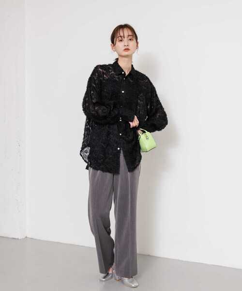 SENSE OF PLACE by URBAN RESEARCH（センスオブプレイスバイアーバンリサーチ）の「フリンジジャガードルーズシャツ（シャツ/ブラウス・レディース・ピンク/アイボリー/ブラック・ONE）」の20枚目の写真