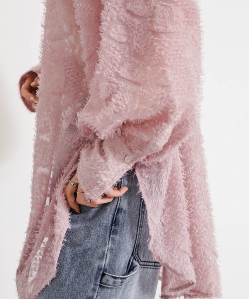 SENSE OF PLACE by URBAN RESEARCH（センスオブプレイスバイアーバンリサーチ）の「フリンジジャガードルーズシャツ（シャツ/ブラウス・レディース・ピンク/アイボリー/ブラック・ONE）」の21枚目の写真