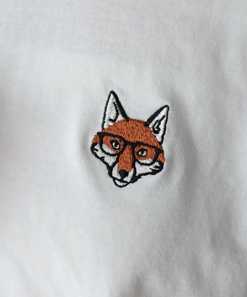 Riberry（リベリー）の「めがねキツネ胸刺繍半袖Tシャツ（Tシャツ/カットソー・レディース・オフホワイト/オートミール/チャコールグレー・FREE/LARGE）」の4枚目の写真