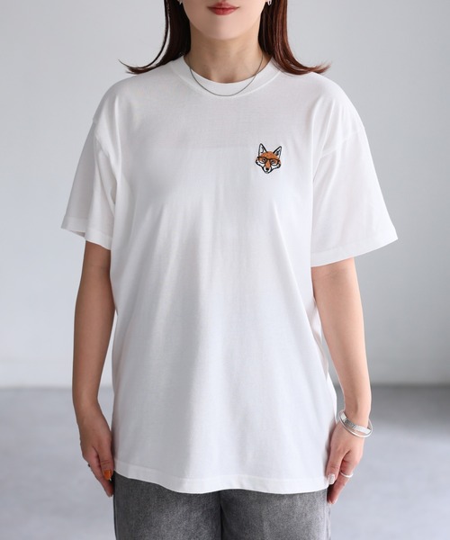 セール】めがねキツネ胸刺繍半袖Tシャツ（Tシャツ/カットソー