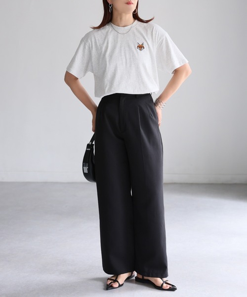 Riberry（リベリー）の「めがねキツネ胸刺繍半袖Tシャツ（Tシャツ/カットソー・レディース・オフホワイト/オートミール/チャコールグレー・FREE/LARGE）」の18枚目の写真