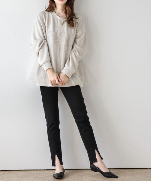 AMELY(エミリー)の「チュールドッキングプルオーバー(シャツ/ブラウス・レディース・ブラック/グレイッシュベージュ/ホワイト・フリー)」の19枚目の写真
